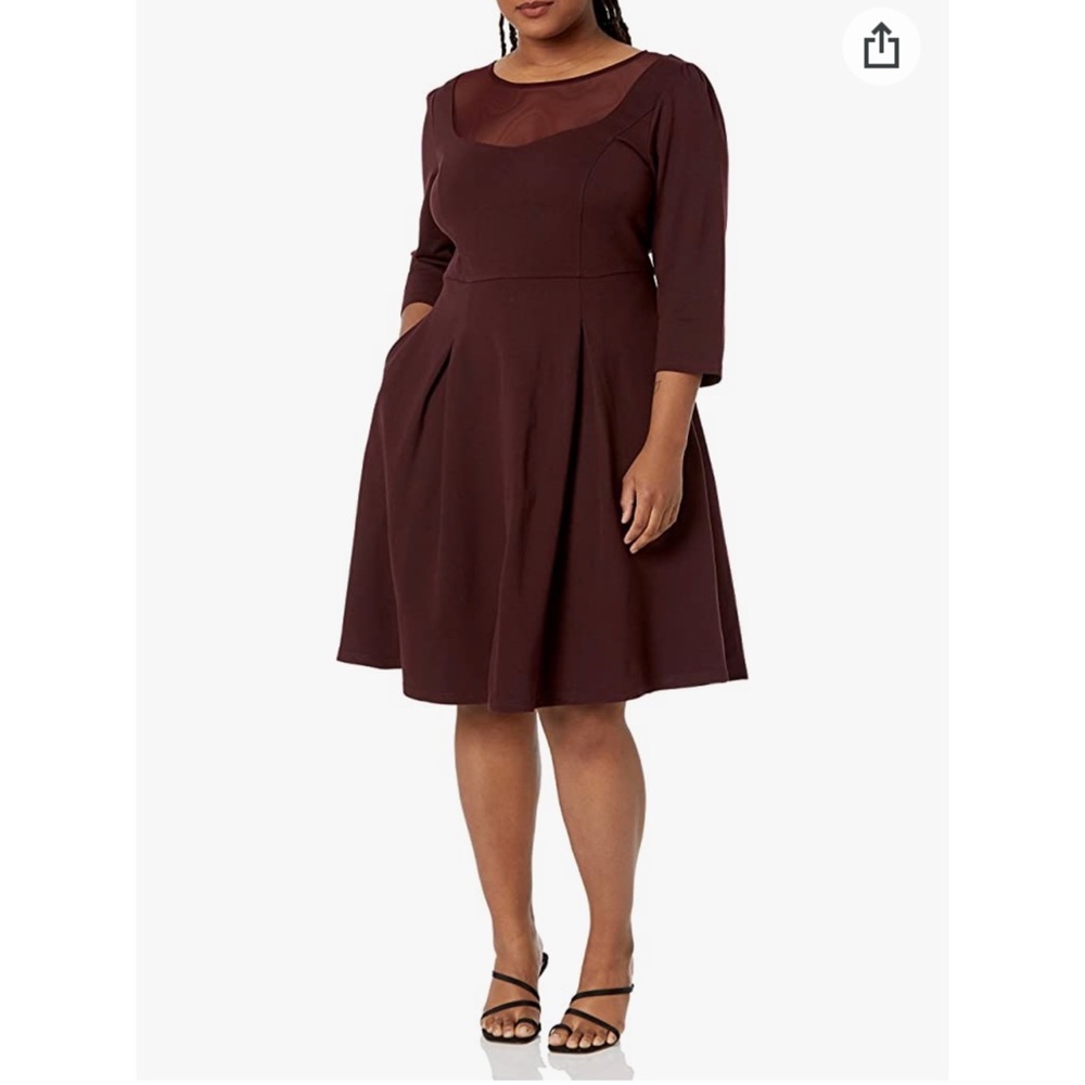 NWT City Chic maroon 3/4 sleeve fit and flare dress size 16